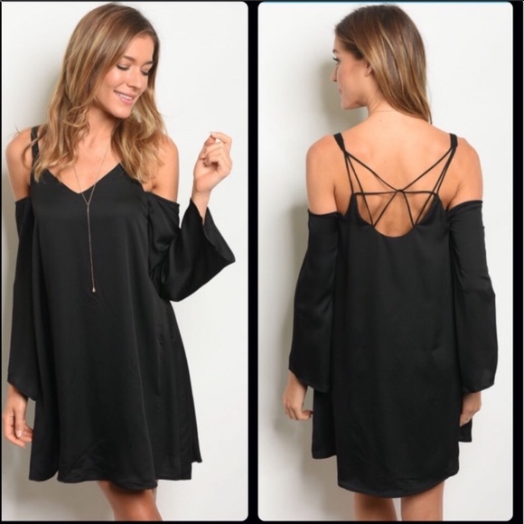 A Girl Thing Dresses & Skirts - LOVERICHE black lined dress cold shoulder long slv